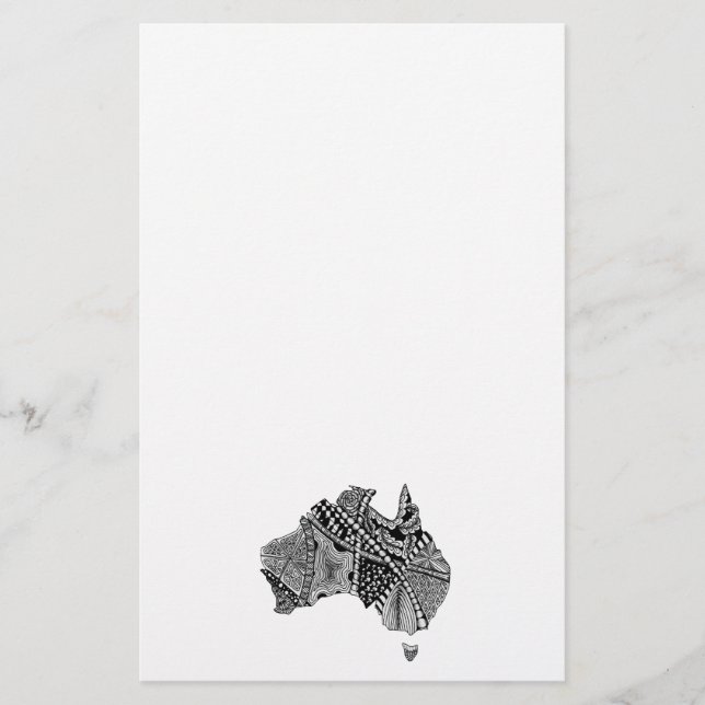 Papelaria Original do Mapa da Austrália Negra e Branca (Frente)