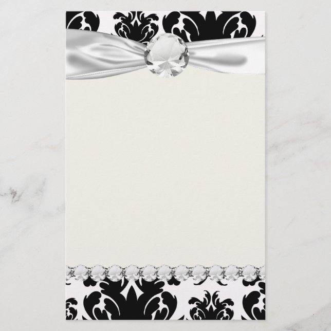 Papelaria ornamentado branco preto (Frente)