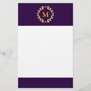 Papelaria Ornamentado Ouro Folha Romana Monograma - Roxo