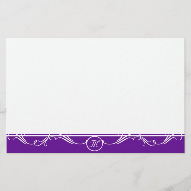 Papelaria Ornamentado Simples Monograma Roxo (Frente)