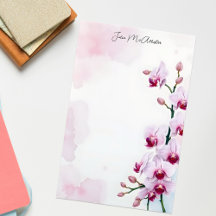Orquídeas Elegantes Românticas Rosa em Aquarela