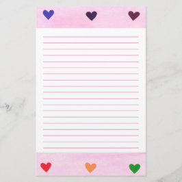 Papelaria Os corações do arco-íris alinharam artigos de