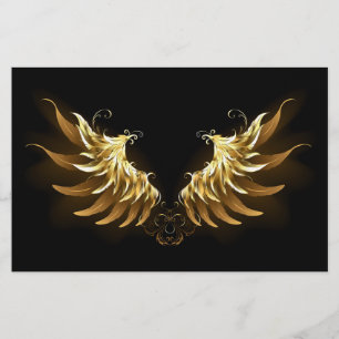 Papelaria Ouro Angel Wings sobre fundo preto