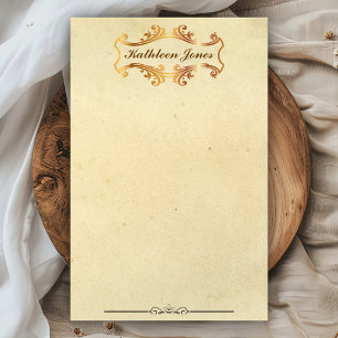 Papelaria Ouro Antigo Ornamentado Nome Personalizado Pap