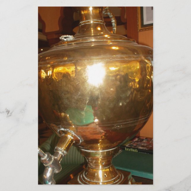 Papelaria Ouro Vintage Tea Pote Wall Art & Impressão (Frente)