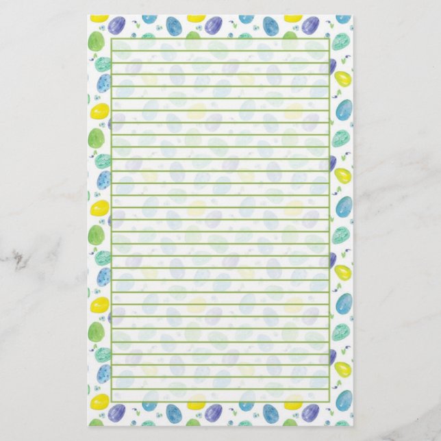 Papelaria Ovos de Páscoa de Cor Azul Vinculados Verde (Frente)