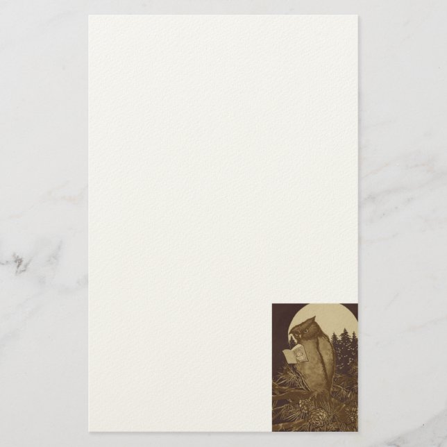 Papelaria Owl Lendo um livro pela Lua (Frente)