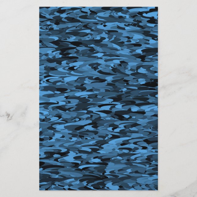 Papelaria Padrão Abstrato Azul Preto (Frente)