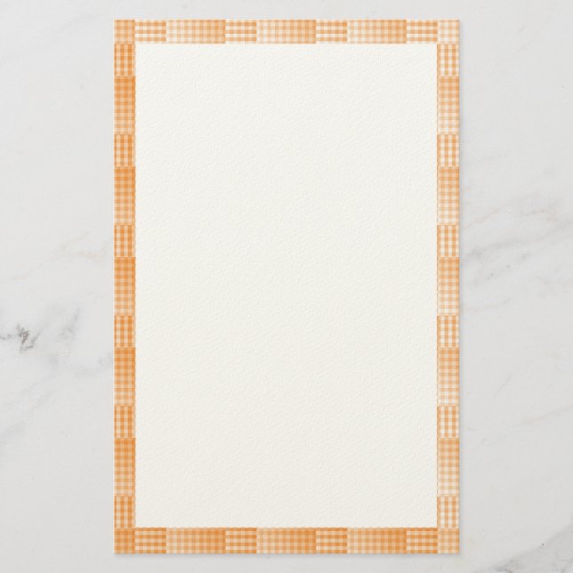 Papelaria Padrão Abstrato Xadrez Laranja Branco (Frente)