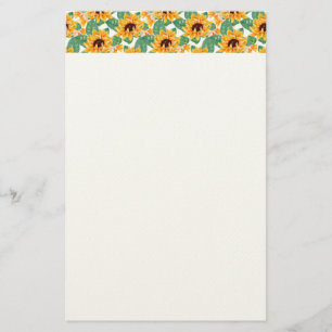 Papelaria Padrão Amarelo e Verde bonito dos Girassóis