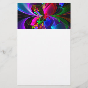 Papelaria Padrão Azul Vermelho Abstrato Floral Moderno #12