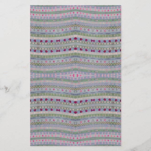 Papelaria Padrão Bonito de Corações Rosa e Verde (Frente)