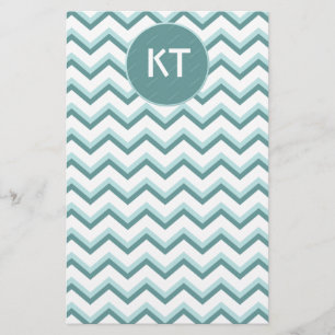 Papelaria Padrão Chevron ZigZag em verde-minúsculo