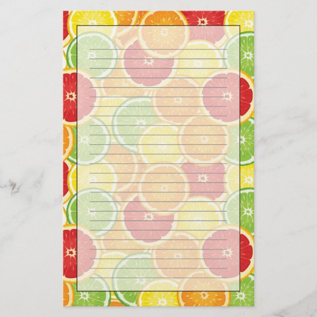 Papelaria Padrão com frutas de citros (Frente)