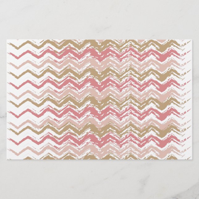 Papelaria Padrão Coral Spice Scribble ZigZag Chevron (Frente)