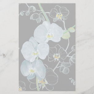 Papelaria Padrão das Orquídeas Brancas da Aquarela