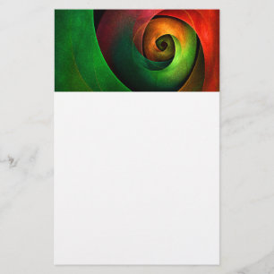 Papelaria Padrão de Abstrato de Arte Vermelha Verde Floral M