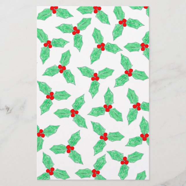 Papelaria Padrão de amoras sagradas de Natal (Frente)