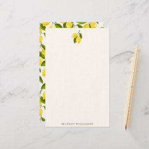 Papelaria Padrão de Aquarela de Frutas de Limão Nome Persona