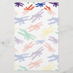 Papelaria Padrão de avião de Biplano de cores primárias