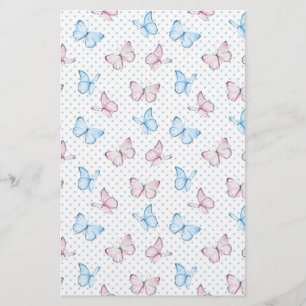 Papelaria padrão de bolinhas da borboleta de aquarela