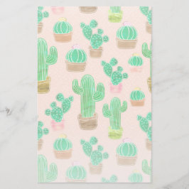 Papelaria Padrão De Cactus Potente Desenhado À Mão