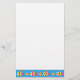 Papelaria Padrão De Cartoon De Peixes E Starfish