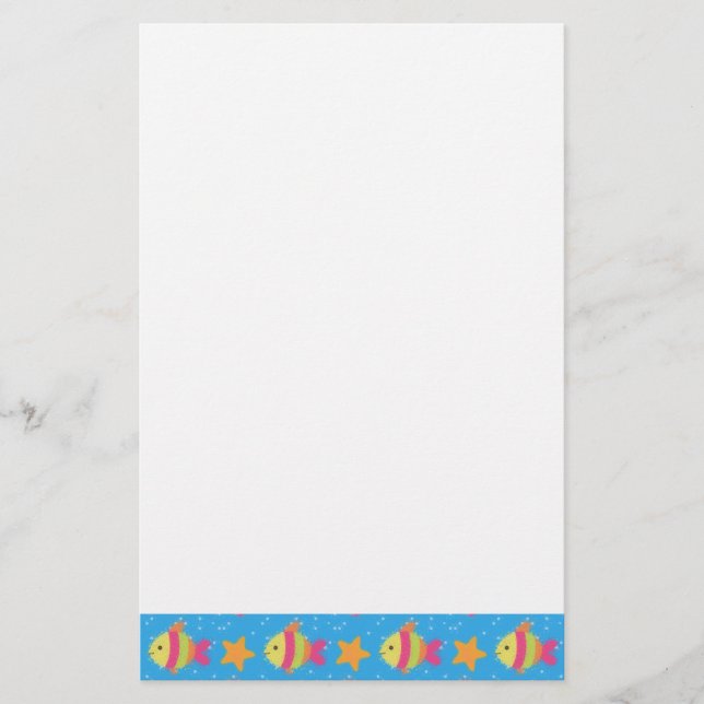 Papelaria Padrão De Cartoon De Peixes E Starfish (Frente)