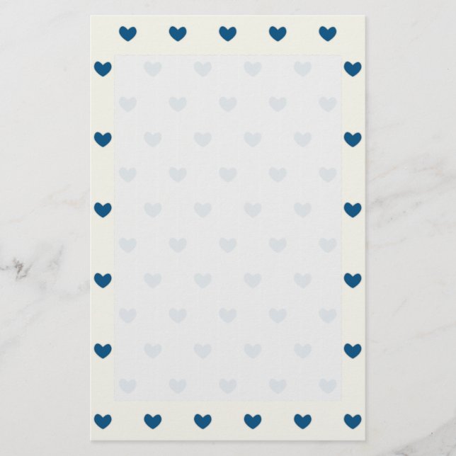 Papelaria Padrão de Corações Azuis Bonitos (Frente)