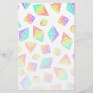Papelaria Padrão de Cristais Arco-Íris de Pastel