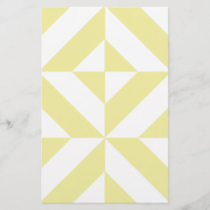 Papelaria Padrão de Cubo de Deco Geométrico Amarelo Pálido