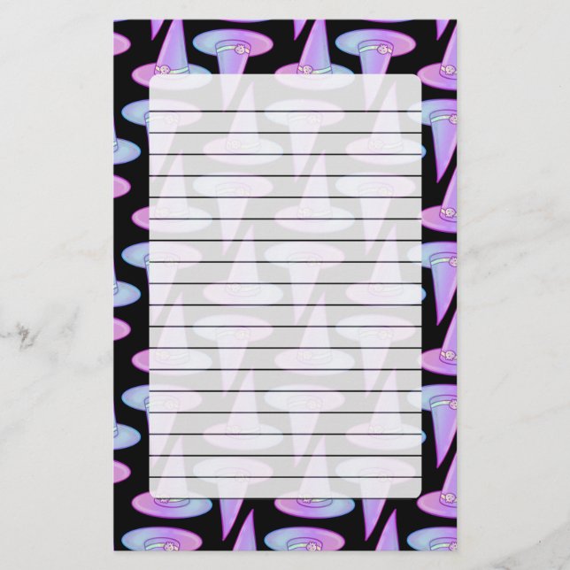 Papelaria Padrão De Desenho Azul Roxo De Feiticeira De Casca (Frente)