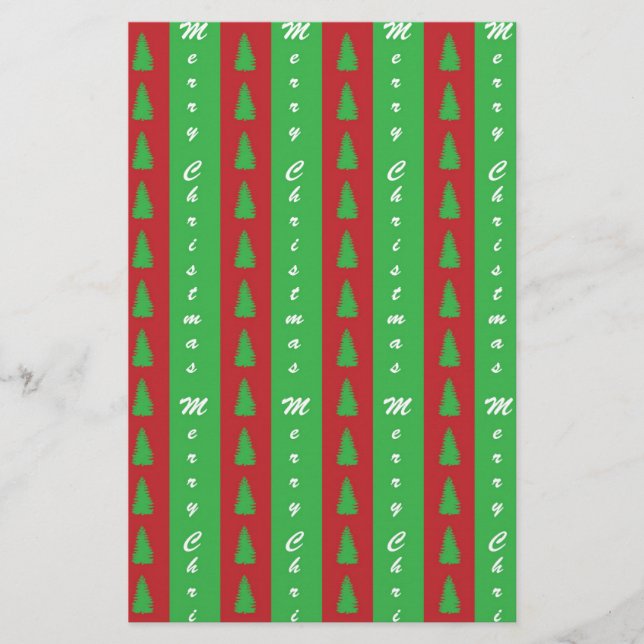 Papelaria Padrão de fundo da árvore de Natal (Frente)