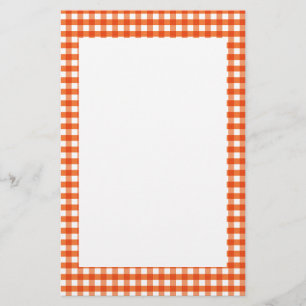 Papelaria Padrão de Gingham Branco e Laranja