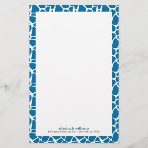 Papelaria Padrão de Girafa Azul Brilhante