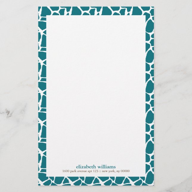 Papelaria Padrão De Girafa Teal Profunda (Frente)