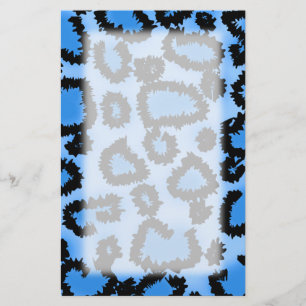 Papelaria Padrão de impressão do Leopardo preto e azul.