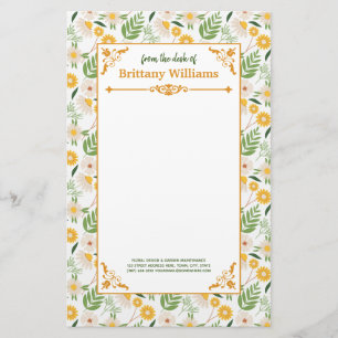 Papelaria Padrão de Jardim Botânico de Daisy Floral Elegan
