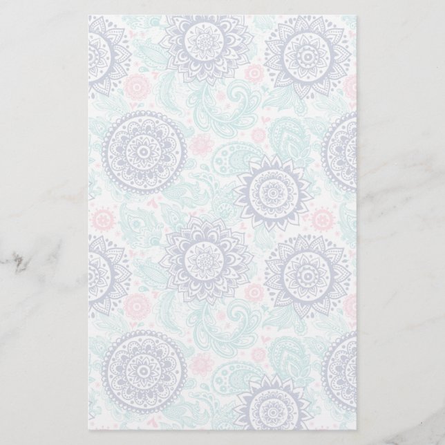 Papelaria Padrão de Paisley Étnico (Frente)