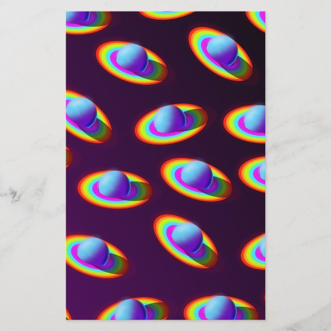 Papelaria Padrão de Planetas Arco-íris (Frente)
