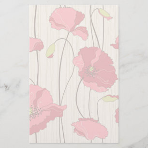 Papelaria Padrão de Poppies Retro