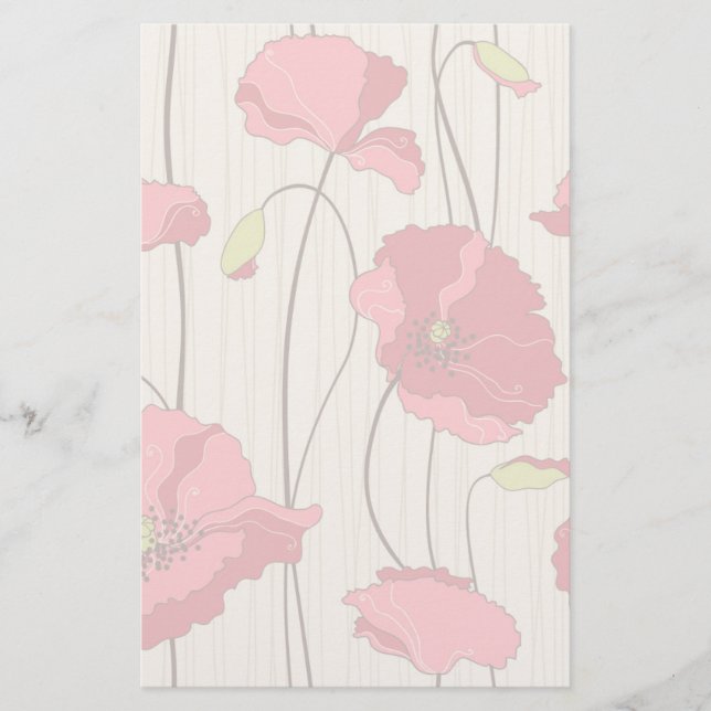 Papelaria Padrão de Poppies Retro (Frente)