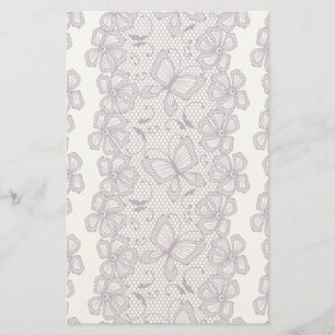 Papelaria Padrão de rendas com borboletas