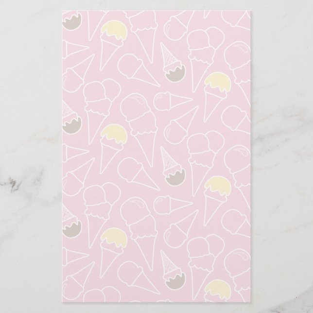 Papelaria Padrão de Sorvete de Verão (Frente)