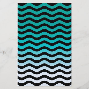 Papelaria Padrão de Stripes Turquesas Ondas