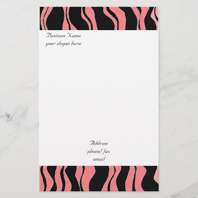 Papelaria Padrão de Zebra Rosa e Preto (Frente)