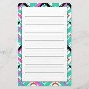 Papelaria Padrão de Zig de Teal Desenhado à Mão