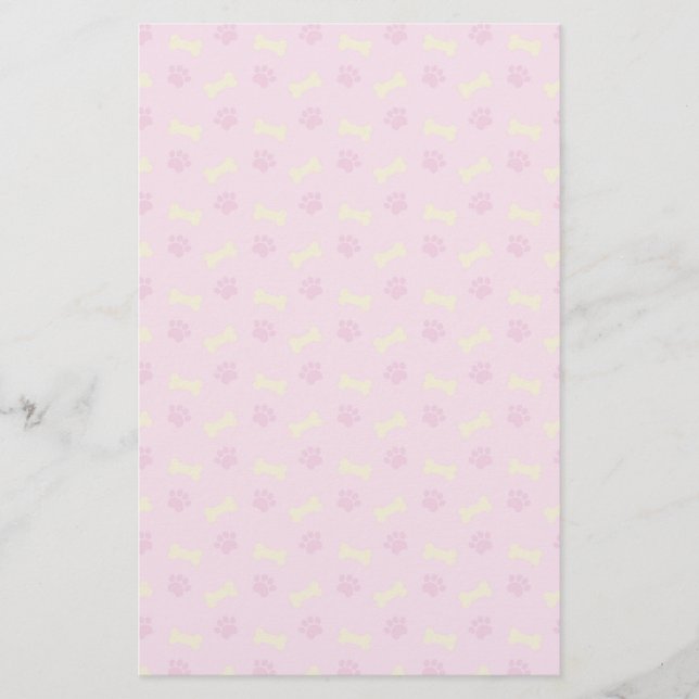 Papelaria Padrão do Osso de Impressão da Pata Rosa (Frente)