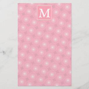 Papelaria Padrão dos círculos cor-de-rosa monograma