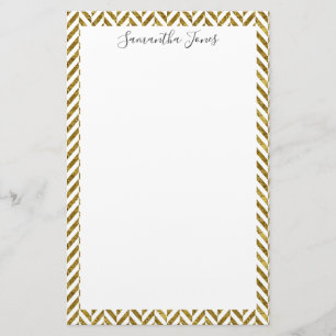Papelaria Padrão Dourado de Herringbone Metálico Persona